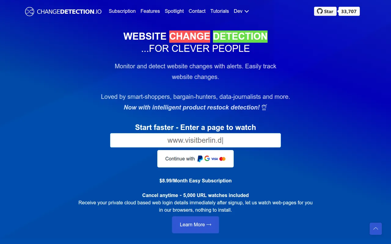 changedetection.io screenshot