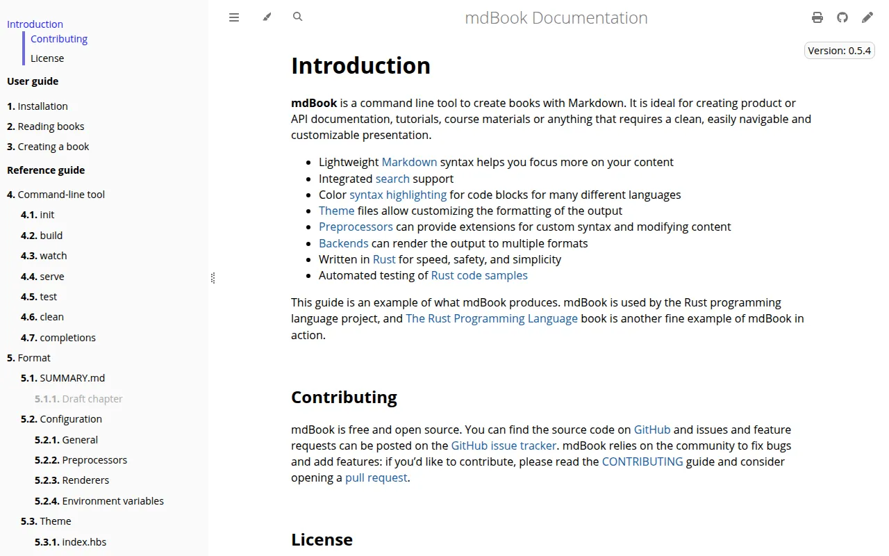 mdBook screenshot