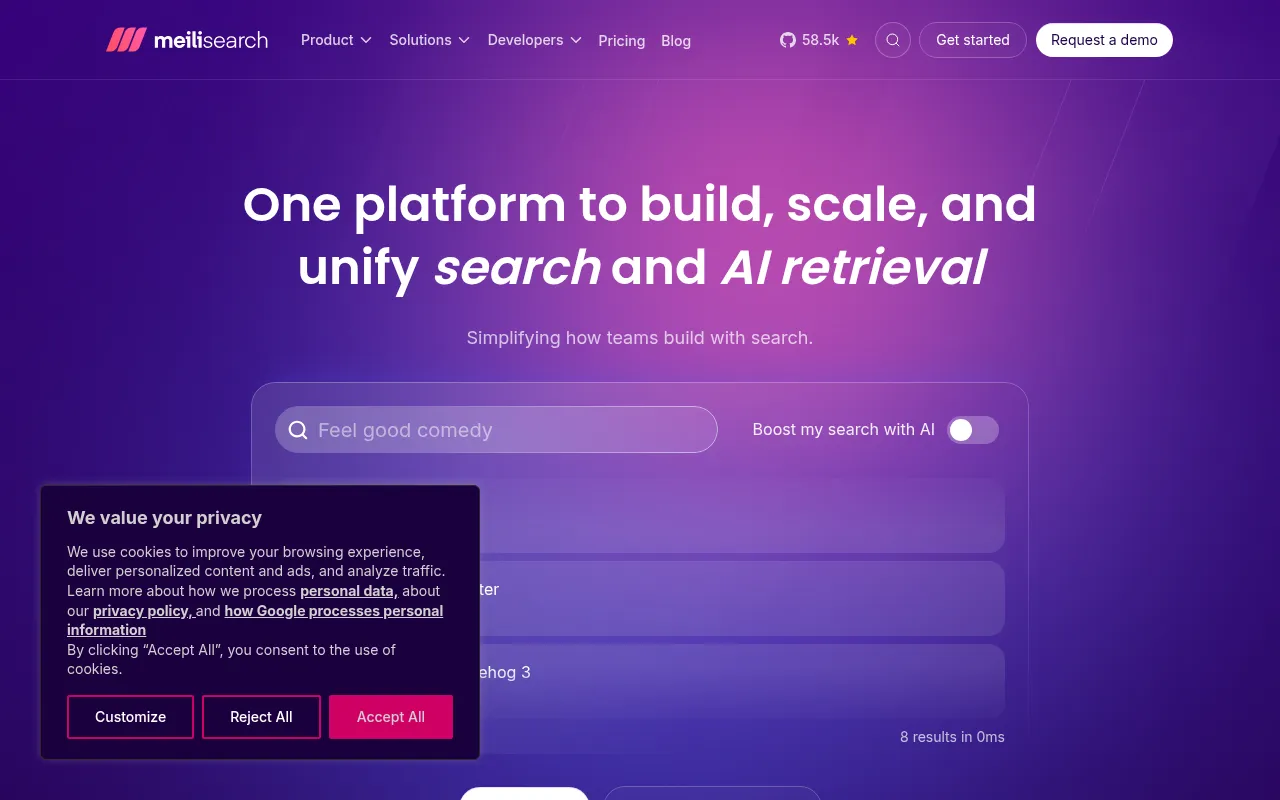 Meilisearch screenshot