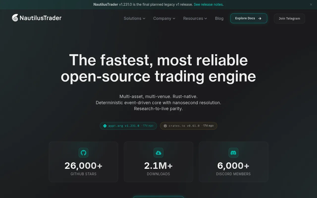 NautilusTrader screenshot