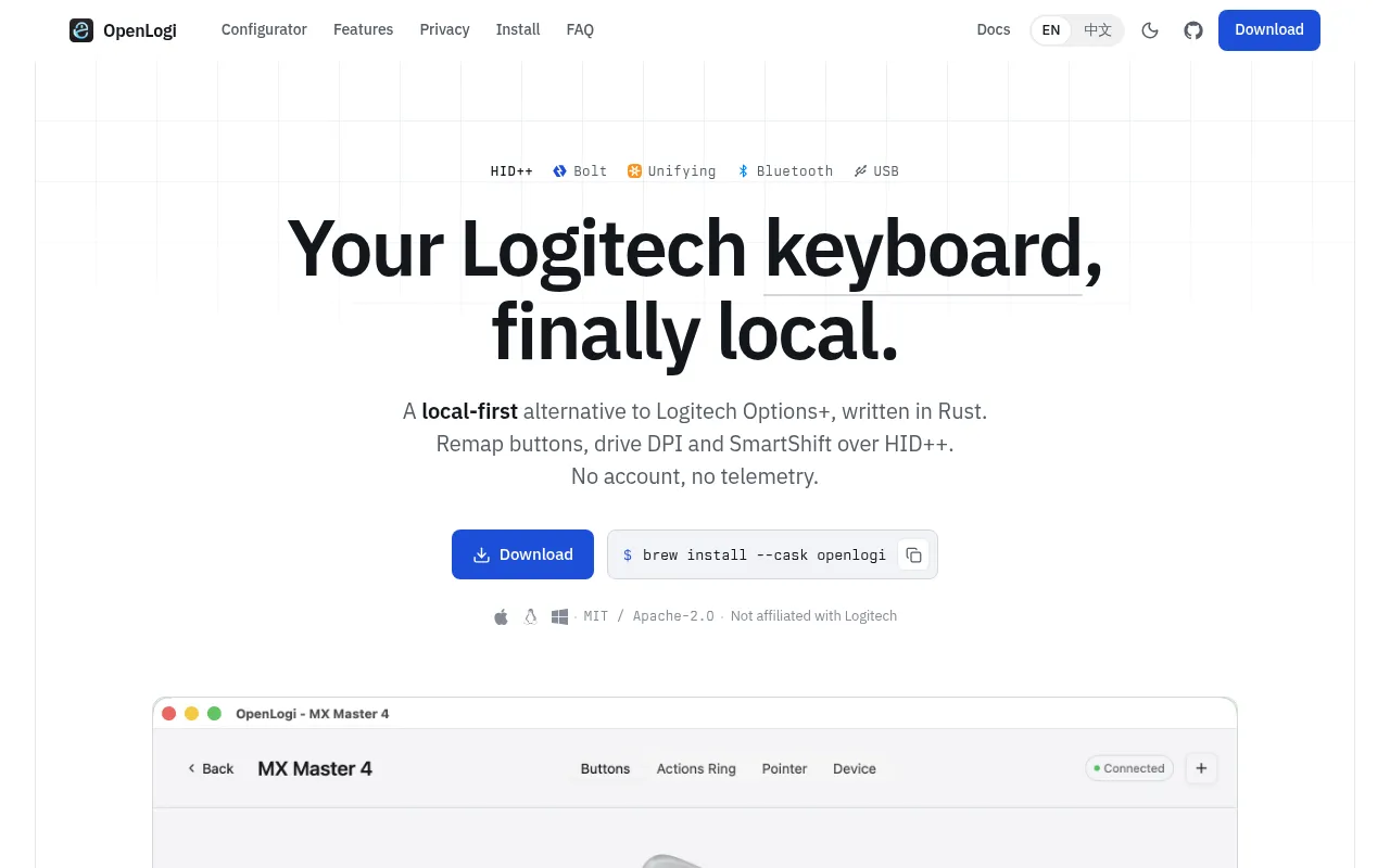 OpenLogi screenshot