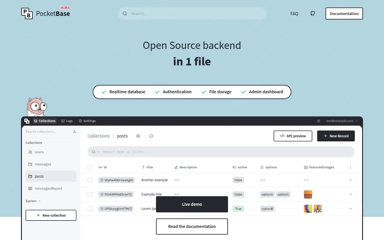 PocketBase screenshot
