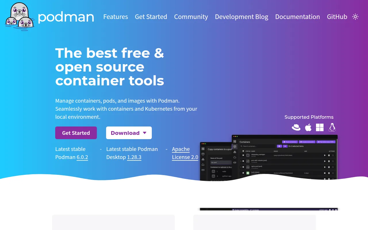 Podman screenshot