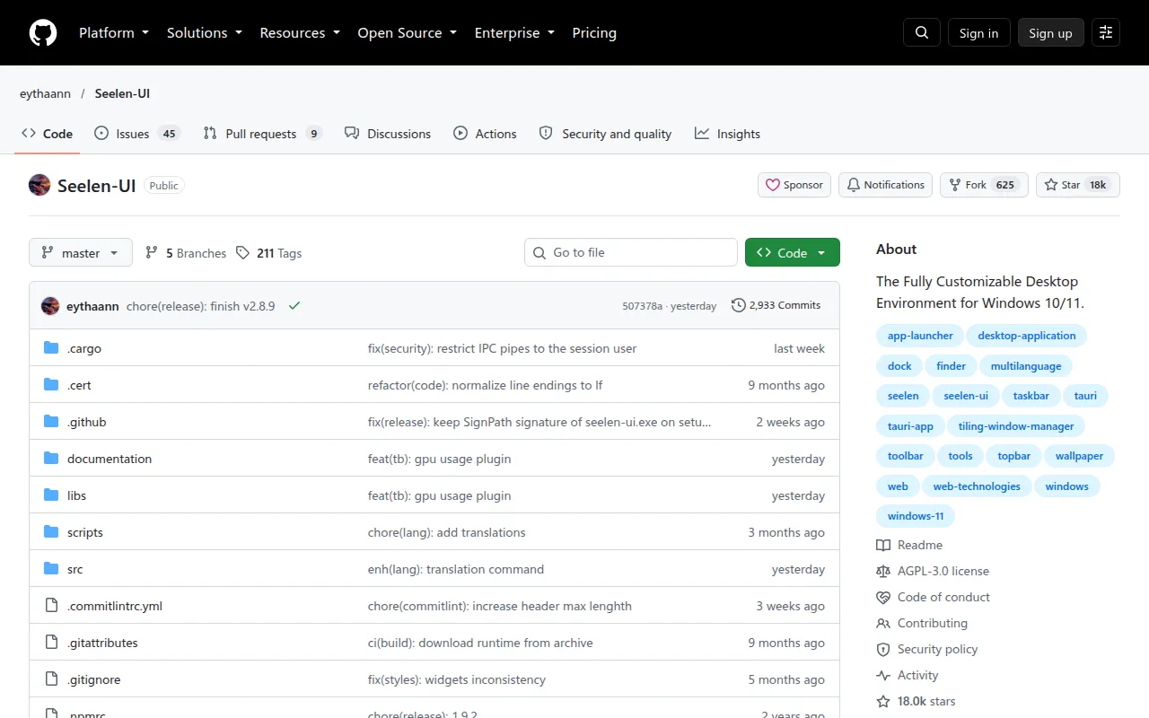 Seelen UI screenshot