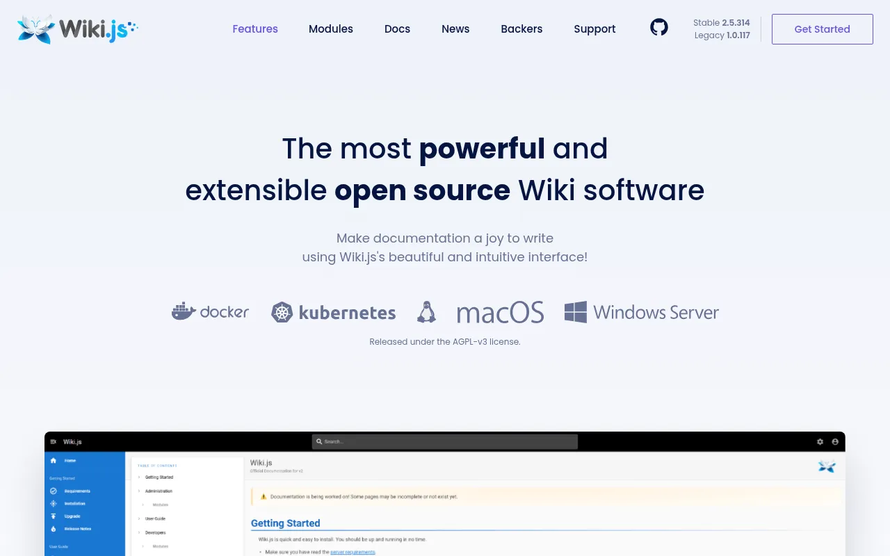 Wiki.js screenshot